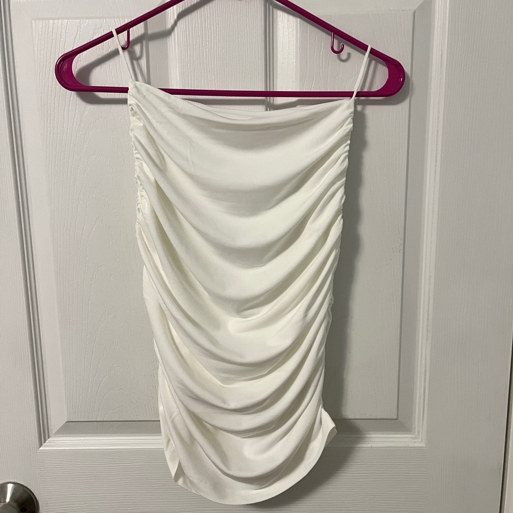 NWT Ruched White Cami - Boat Neck - Picture 3 of 6